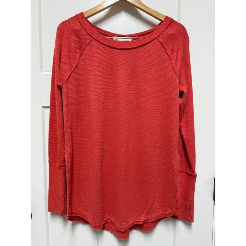 Free People | We The Free | Snowy Thermal M Heatwave Red Orange Tunic Top